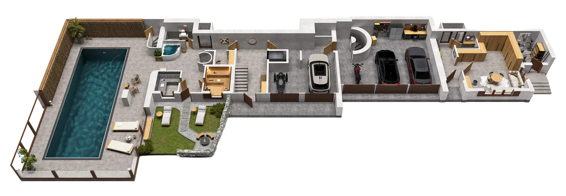 3D Grundriss Villa und Häuser